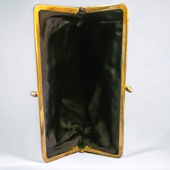 Beaded black fold over clutch bag - Picture 2 of 13